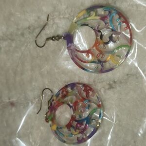 Rainbow Abstract Colorful Art Deco Earrings Dangle